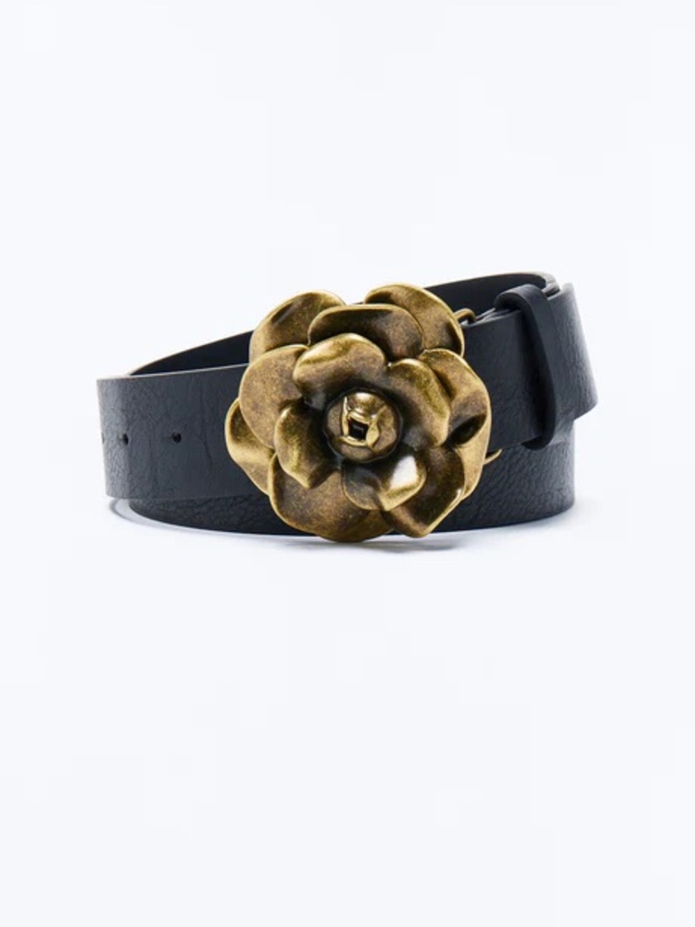 Vintage Antique Gold Flower Buckle Faux Leather Belt NEW 🏷️
